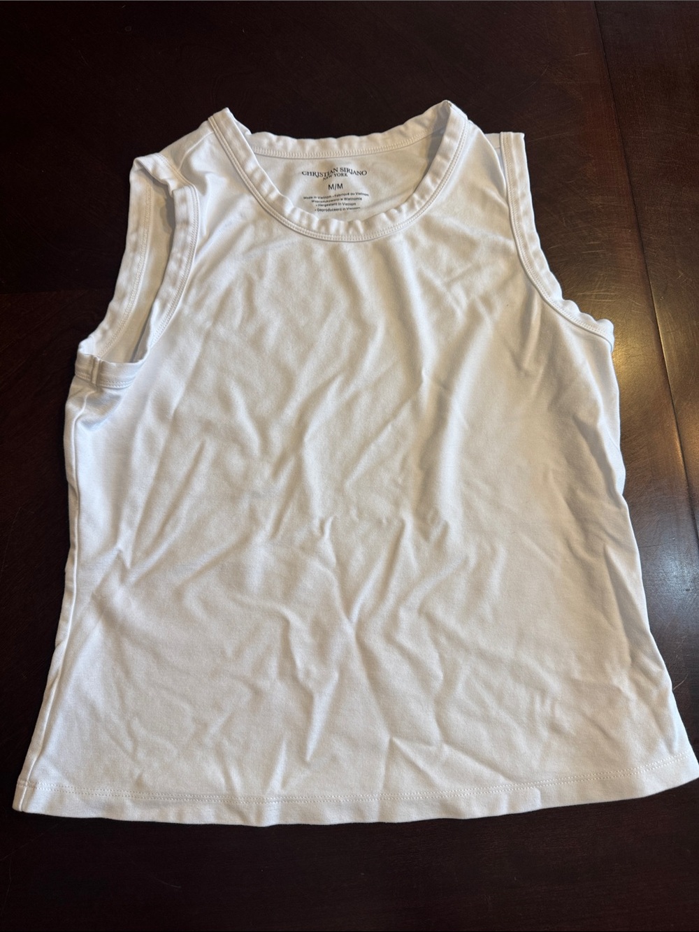 Christian Siriano White Ribbed Scoop Tank